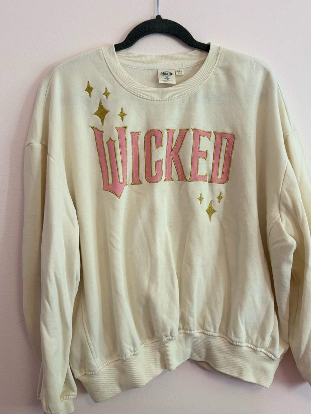 Wicked Graphic Crewneck Sweatshirt - Cream with Pink & Gold
